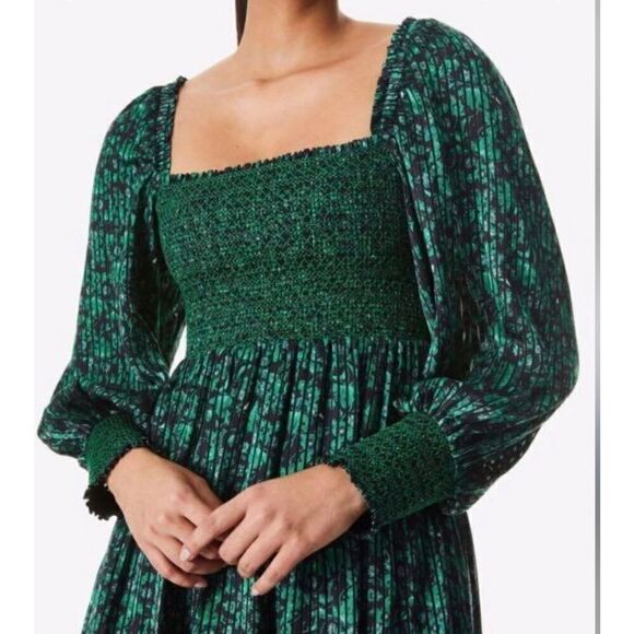 Alice + Olivia Green Rowen Tiered Bohemian Dress Size Large NEW - Picture 3 of 11